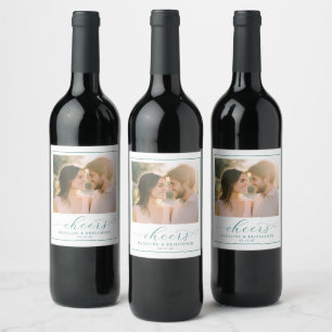 Romantic Sage Green Photo Wine Label