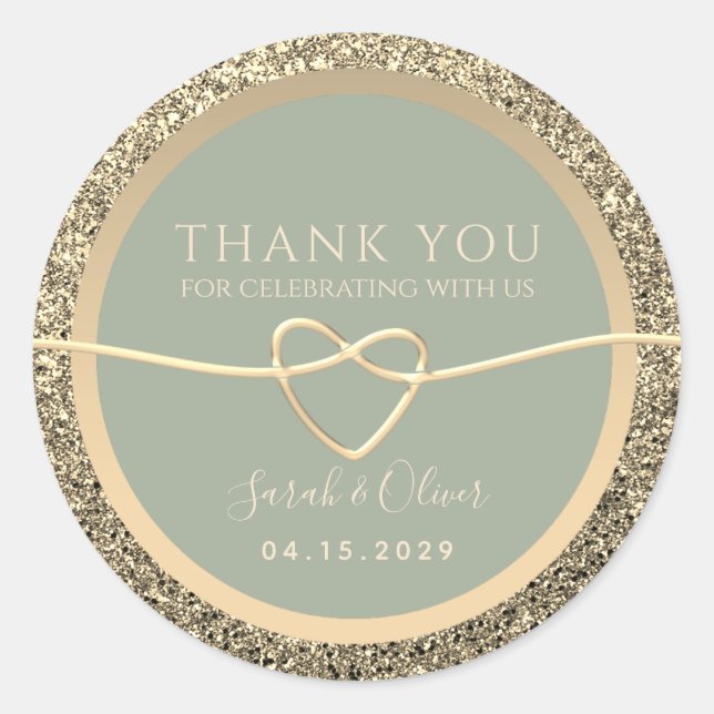 Romantic Sage Green Wedding Stickers for Favors (Front)