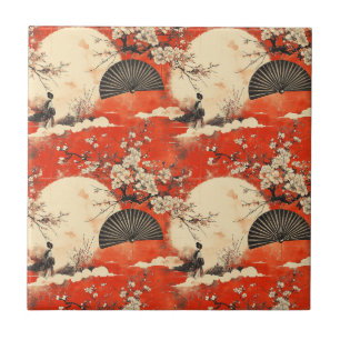 Romantic Sakura Kimono Couple Pattern (1) Ceramic Tile