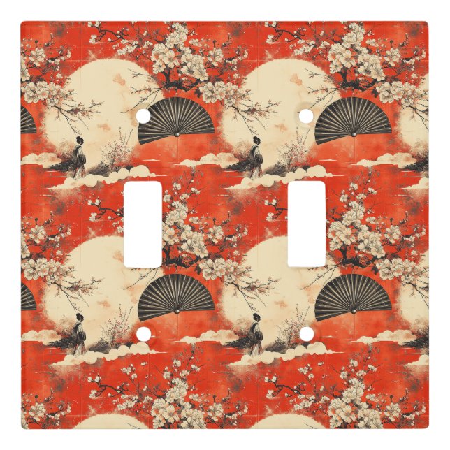 Romantic Sakura Kimono Couple Pattern (1) Light Switch Cover (Front)