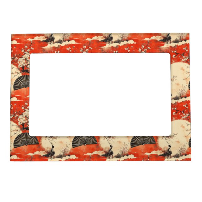 Romantic Sakura Kimono Couple Pattern (1) Magnetic Frame (Front)
