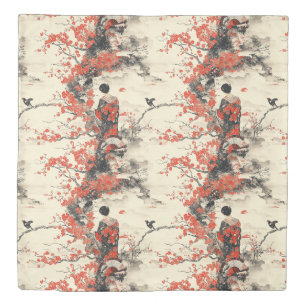 Romantic Sakura Kimono Couple Pattern (2) Duvet Cover
