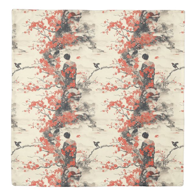 Romantic Sakura Kimono Couple Pattern (2) Duvet Cover (Front)