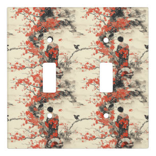 Romantic Sakura Kimono Couple Pattern (2) Light Switch Cover