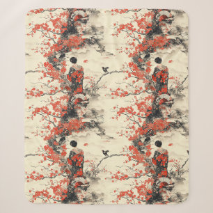 Romantic Sakura Kimono Couple Pattern (2) Sherpa Blanket