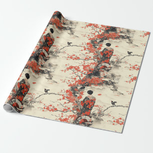 Romantic Sakura Kimono Couple Pattern (2) Wrapping Paper
