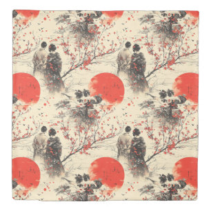 Romantic Sakura Kimono Couple Pattern (3) Duvet Cover
