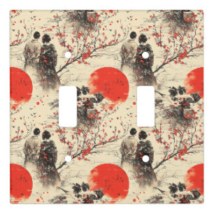 Romantic Sakura Kimono Couple Pattern (3) Light Switch Cover