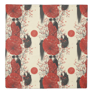 Romantic Sakura Kimono Couple Pattern (4) Duvet Cover
