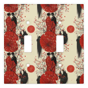 Romantic Sakura Kimono Couple Pattern (4) Light Switch Cover