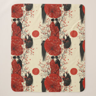 Romantic Sakura Kimono Couple Pattern (4) Sherpa Blanket