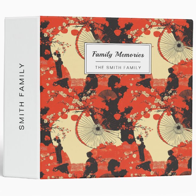 Romantic Sakura Kimono Couple Pattern (5) 3 Ring Binder (Front/Spine)
