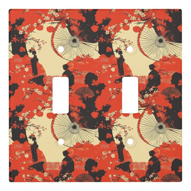 Romantic Sakura Kimono Couple Pattern (5) Light Switch Cover (Front)