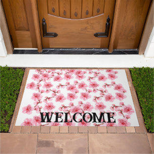 Romantic Sakura Petals Japanese Doormat