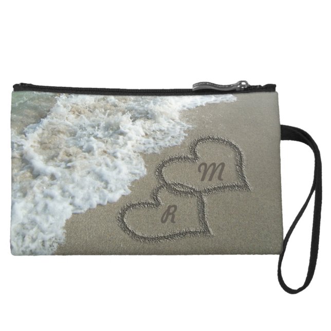 Romantic Sand Hearts Beach Wristlet (Front)