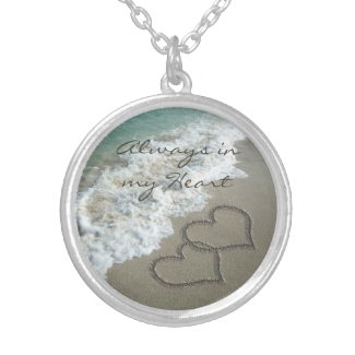 Romantic Sand Hearts on the Beach Personalized necklace