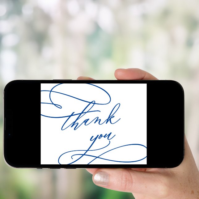 Romantic Sapphire Blue Flat Wedding Thank You Card (Front Digital)