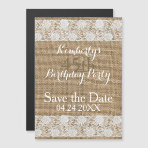 Romantic Save the Date 45th Birthday Magnetic Magnetic Invitation
