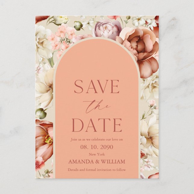 Romantic Save the Date Announcement Postcard (Front)