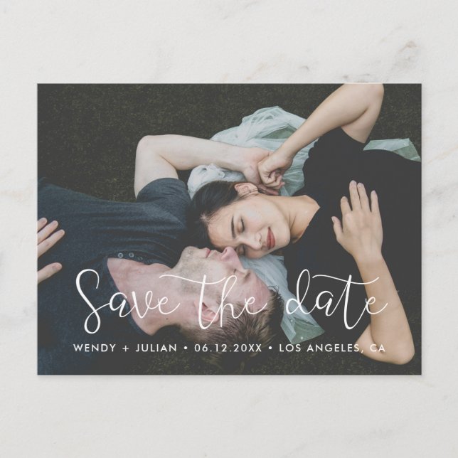 Romantic Save the date photo Announcement Postcard (Front)