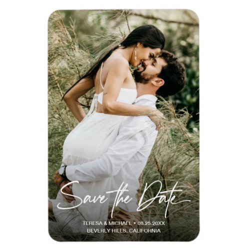 Romantic Save the Date Vertical Engagement Photo Magnet