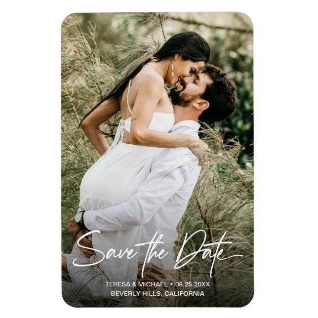 Romantic Save the Date Vertical Engagement Photo Magnet (Vertical)