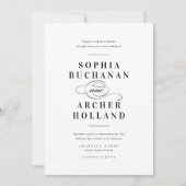 Romantic Script Black and White Typography Wedding Invitation | Zazzle