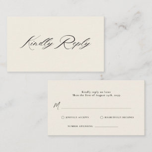 Romantic Script Calligraphy QR Code Wedding RSVP  Enclosure Card