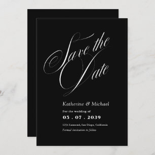 Romantic Script Calligraphy QR code Wedding Save The Date