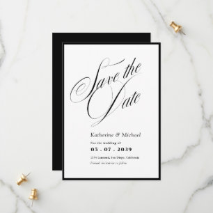 Romantic Script Calligraphy QR code Wedding Save The Date