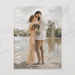 Romantic Script Calligraphy Save the Date Postcard