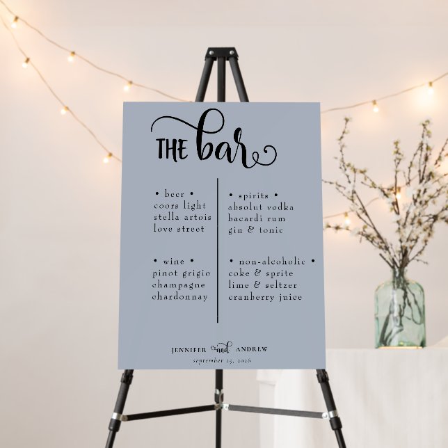 Romantic Script | Calligraphy Wedding Bar Foam Board (In Situ (Stand))