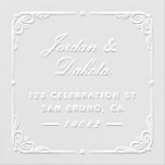 Romantic Script Couple's Names & Address Wedding Embosser<br><div class="desc">Celebrate love and elegance with this Romantic Script Couple's Names & Address Wedding Embosser. Featuring graceful cursive names centered in timeless balance, paired with crisp, modern block text for the address, it creates a beautiful harmony of tradition and clarity. Flourished corner embellishments in all four corners frame the design with...</div>
