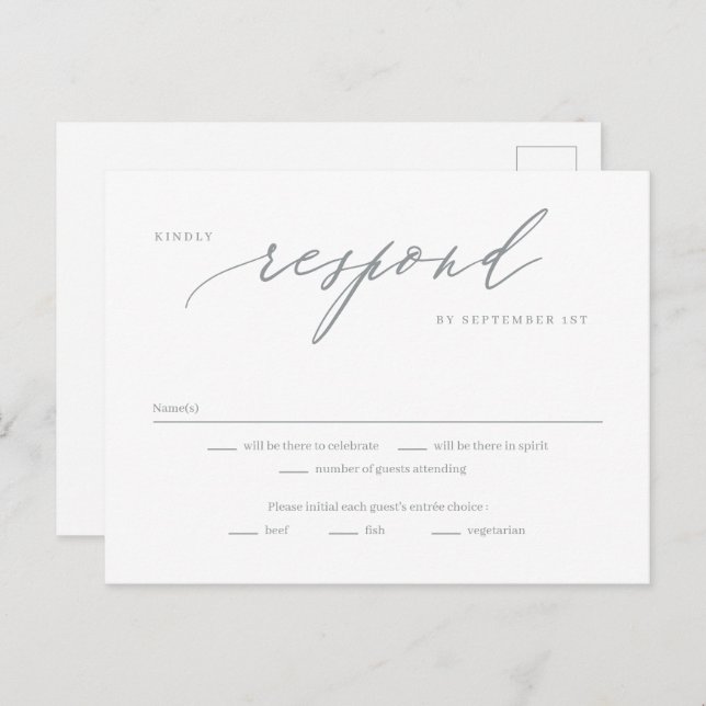Romantic Script Editable Color RSVP Reply Card (Front/Back)