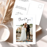Romantic Script Heart Wedding Photo Thank You Post Postcard<br><div class="desc">Sweet romantic script,  heart and wedding photo thank you postcard. The text,  heart and background colors can be changed to match any theme.</div>