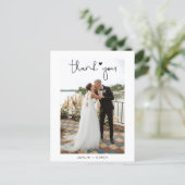 Romantic Script Heart Wedding Photo Thank You Post Postcard (Standing Front)