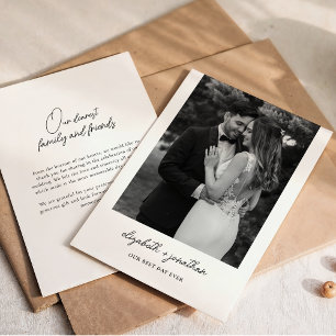 Romantic Script Minimalist Wedding Thank You Card