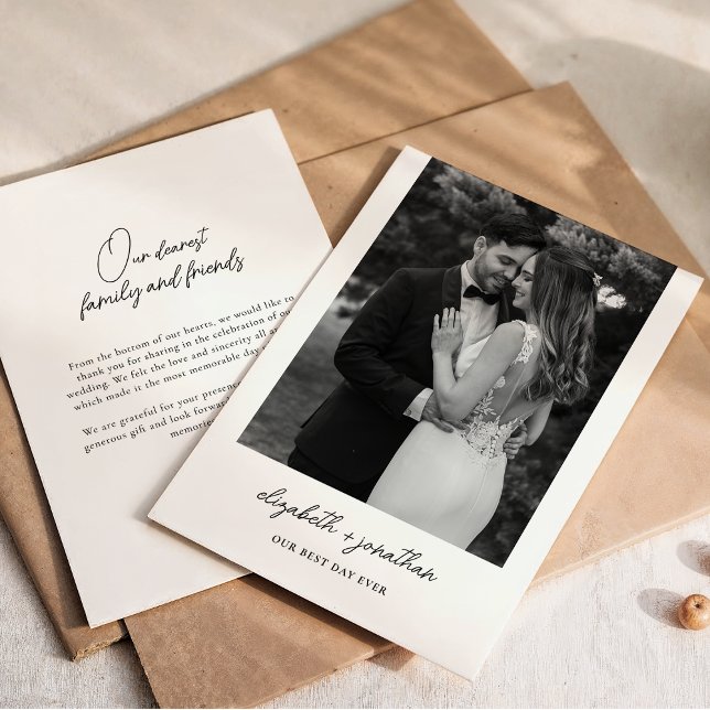 Romantic Script Minimalist Wedding Thank You Card (Creator Uploaded)