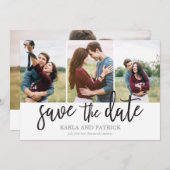 Romantic Script Photo Collage Save The Date (Front/Back)