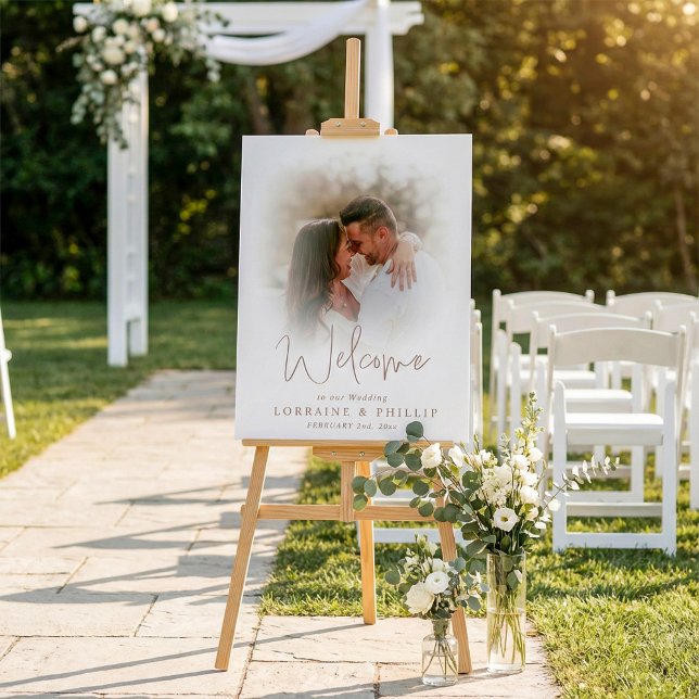 Romantic script photo gradient wedding welcome foam board (Romantic script photo gradient wedding welcome foam board.)