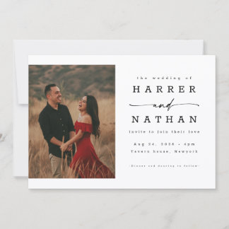 Romantic Script Photo QR Code Wedding Invitation
