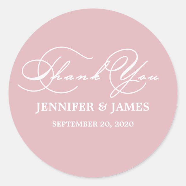 Romantic Script Thank You Wedding Favor Label (Front)