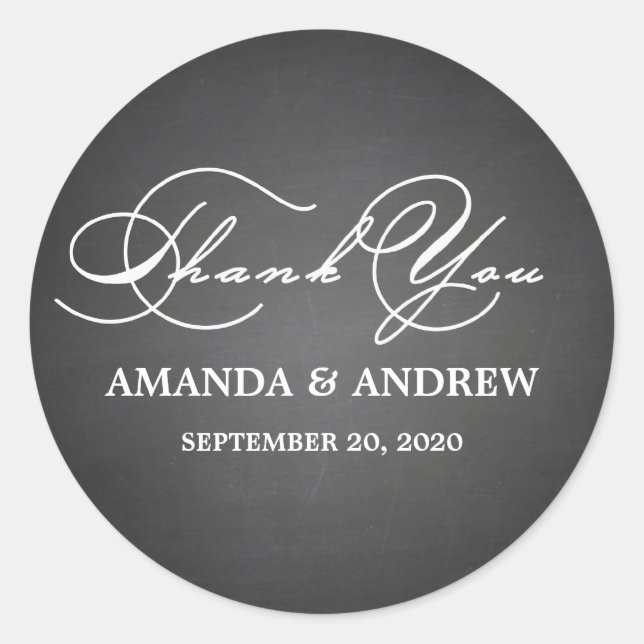 Romantic Script Thank You Wedding Favor Labels (Front)