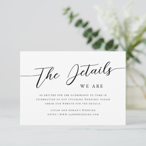 Romantic Script Typography Wedding Details Enclosure Card