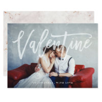 Romantic Script | Valentine with Photo and Marble Card