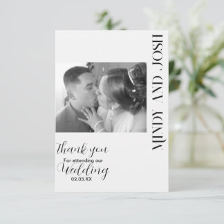 Romantic Script Vintage Photo Thank You Card