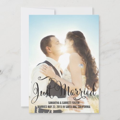 Romantic Script Wedding Announcement - Black Personalized Announcement