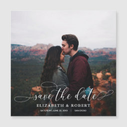 Romantic Script Wedding Photo Save the Date | Zazzle