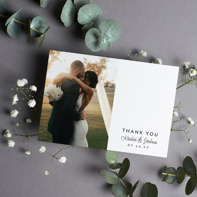 Romantic Script Wedding Photo Thank You Card (Creator Uploaded)