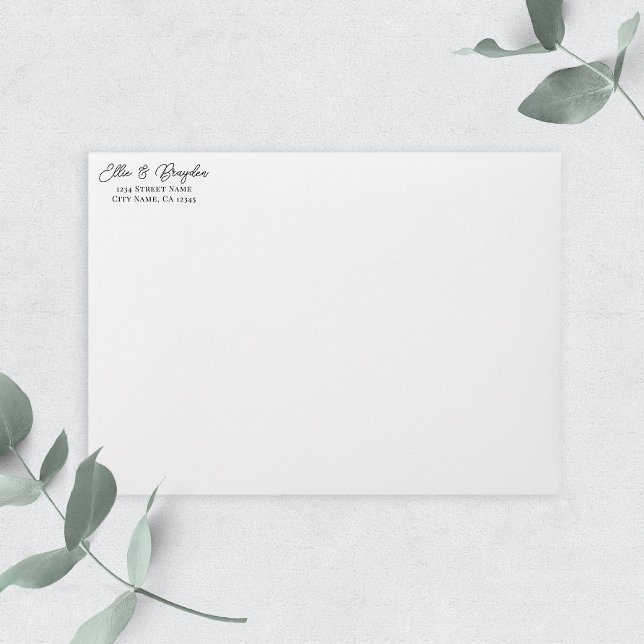 Romantic Script Wedding Return Address Self-inking Stamp (Creator Uploaded)